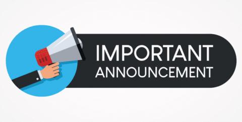Image with Loudspeaker and the text "Important Announcement"